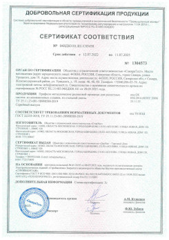 Сертификат на профили для защитных роллет